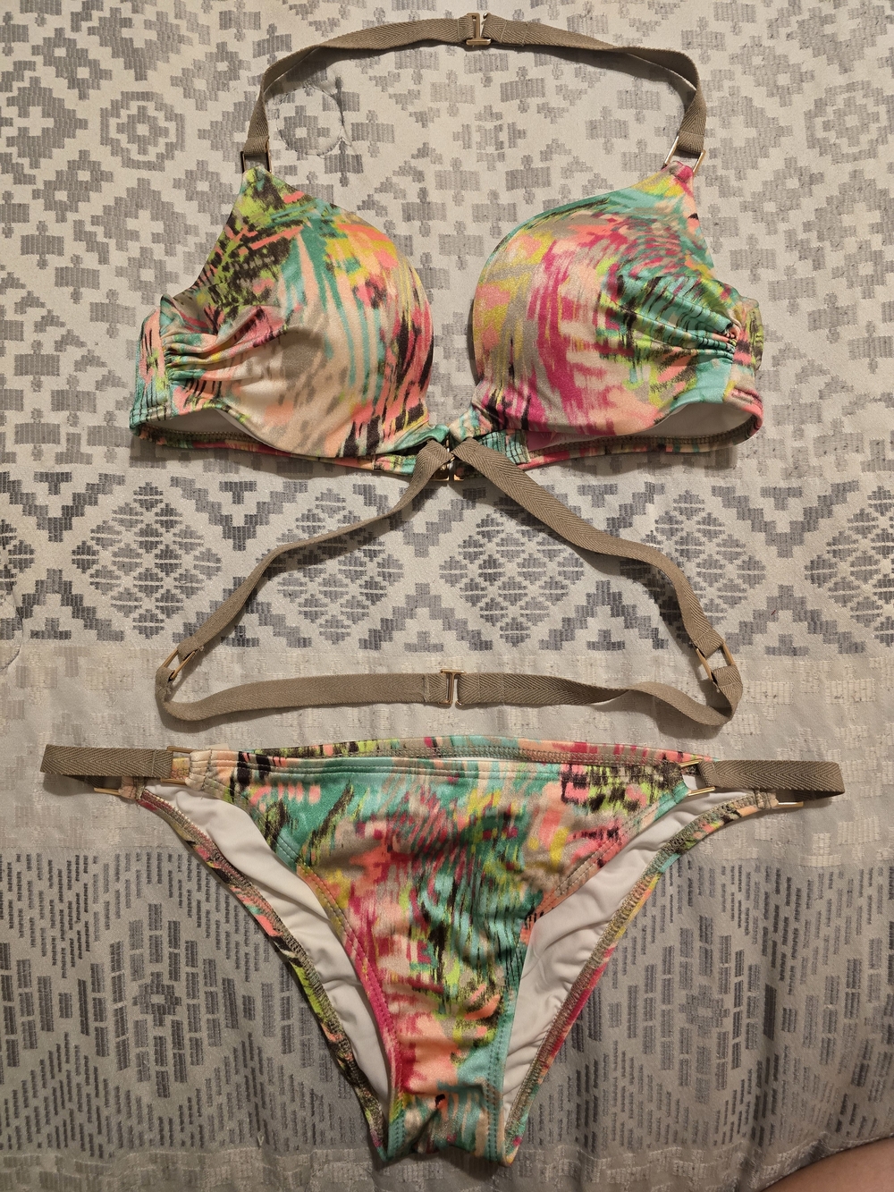 Victoria's Secret Multicolor Neon Tie-Dye Push-Up Bikini